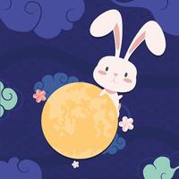 rabbit in chinese moon vector