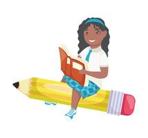 girl on pencil vector