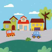 neighborhood and cars vector