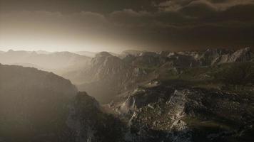 Dramatic sky over steps in a mountain. video