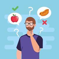 man thinking what to eat vector design