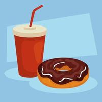 taza de refresco y diseño de vector de donut