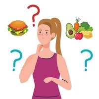 woman thinking what to eat vector design