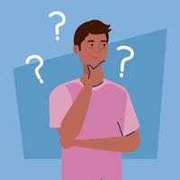 Man avatar thinking with question marks vector design