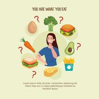 woman thinking what to eat vector design