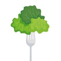 Isolated lettuce on fork vector design