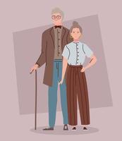 couple of old in casual clothing vector