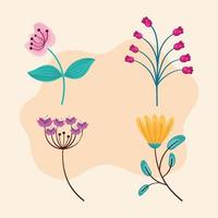 set of branches and flowers vector