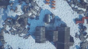 arial view of antarctic base and scientific research station video