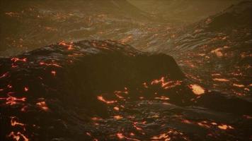 lava fields and hills at active volcano video