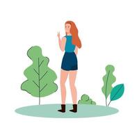 Isolated avatar woman backwards at park vector design