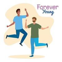 men cartoons of forever young vector design