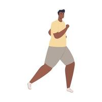 man afro running, man in sportswear jogging, male athlete, sporty person vector