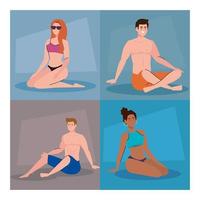 set scenes, people with swimsuit, summer vacation season vector