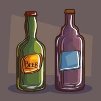 beer bottles of glass vector