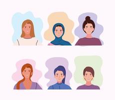 bundle of icons with womens vector