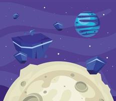space moon and asteroids vector