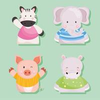 set of funny animals vector