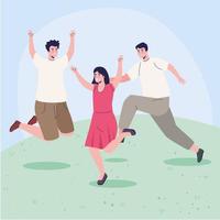 people floating and jumping vector