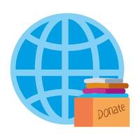 Global sphere with donate cloth inside box vector design