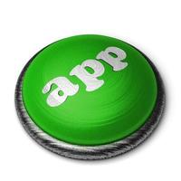 app word on green button isolated on white photo