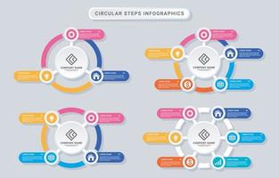 infografías de pasos circulares con iconos vector