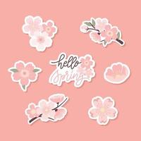 Cute Cherry Blossom Sticker Pack vector