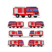 rescate de camiones de bomberos en la ilustración de vector de estilo plano