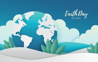 Earth Day Background with Paper Cut Style vector