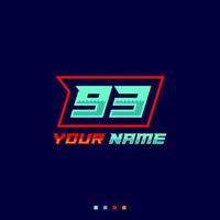 Number logo with fast speed lines. Vector sport style typeface, sports club.