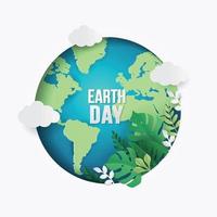 Earth Day Cut Paper Style Poster vector