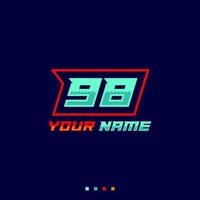 Number logo with fast speed lines. Vector sport style typeface, sports club.