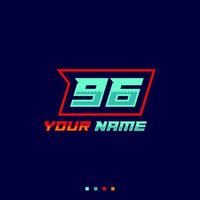 Number logo with fast speed lines. Vector sport style typeface, sports club.