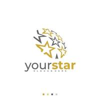 plantilla de vector de logotipo de bola de estrella, conceptos creativos de diseño de logotipo de estrella