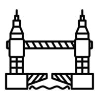 icono de la línea del puente de la torre vector