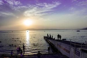 beautiful sunset on the Black Sea in summerin the village of Kabardinka photo