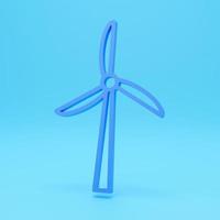 3d render of Rotating windmill linear icon. Thin line illustration. Wind eco energy contour symbol. 3d illustration isolated outline drawing. photo