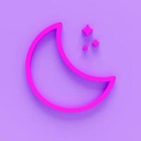 night, Moon and star 3d line flat color icon. Realistic illustration. Pictogram isolated. Top view. Colorful transparent shadow design. photo