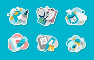 Set of Medical Equipment Stickers vector