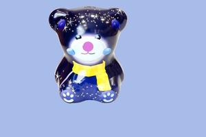 blue metal teddy bear piggy bank photo