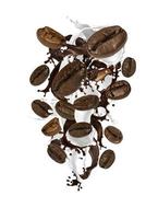 coffee beans splash background photo