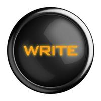 Word on black button photo