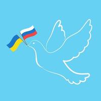 Dove of peace with flags of Russia and Ukraine. vector