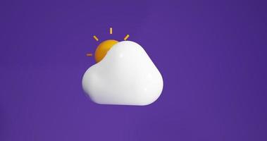 Cloud and sun weather icons with background purple. 3d rendering photo