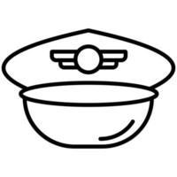 icono de línea de sombrero de piloto vector