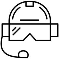 icono de línea de casco de piloto vector