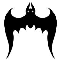Bat vector icon. Isolated illustration on a white background. Black silhouette of a nocturnal predator. Hand-drawn animal. A predator with spread wings in flight. Monochrome. Halloween decor.