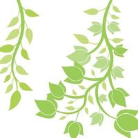 Herbal minimalistic vector frame. Branch with fresh green leaves.