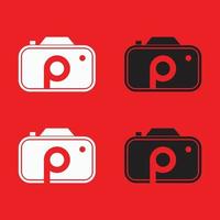logotipo de fotografía de cámara con letra p vector