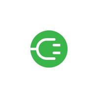 Electric plug, ecology green icons set on white background. Abstract vector plug logo